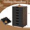 7-Drawer Tall Organizer Cabinet with Cut-Out Handles and Swivel Wheels Ideal for Bedroom and Office